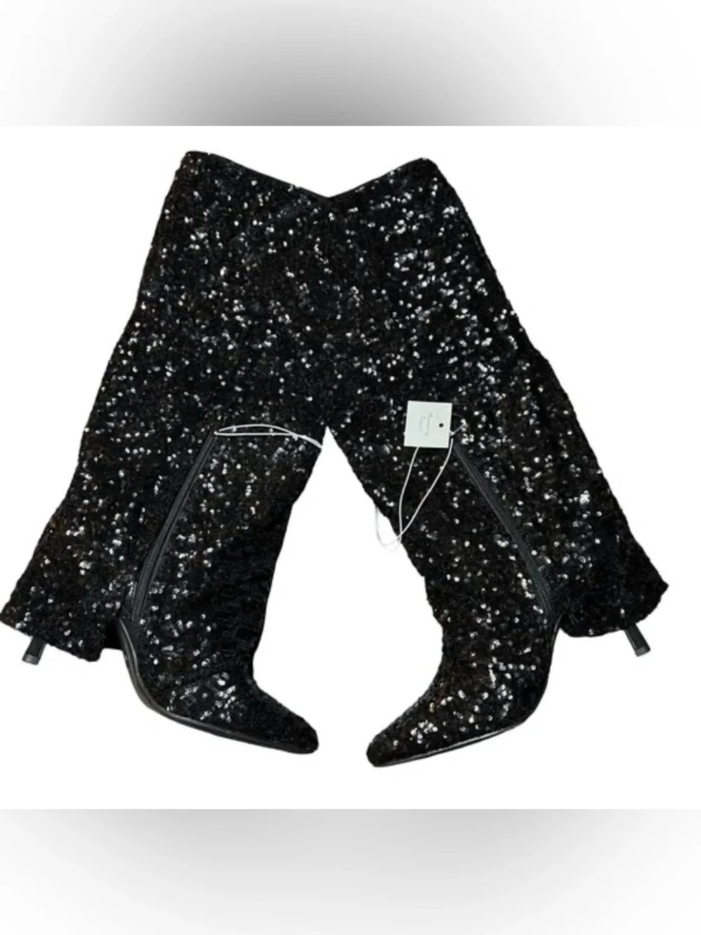 NWT Sequin Foldover Boots. Black sequin design w/ foldover "gaiter" style. - Picture 1 of 6